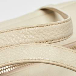 مملوكة مسبقًا Prada Off White Vitello Daino Leather Zip Bowler Bag