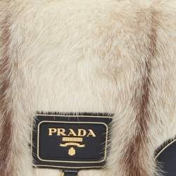 Prada Off White/Black Mink Fur and Saffiano Leather Flap Bag