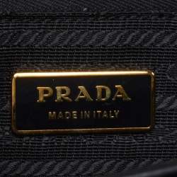 Prada Off White/Black Mink Fur and Saffiano Leather Flap Bag