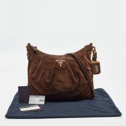 Prada Brown Suede Shoulder Bag