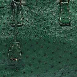 Pre Owned Prada Green Ostrich Large Double Zip Tote
