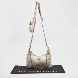Prada White Nylon and Leather Re-Edition 2005 Shoulder Bag