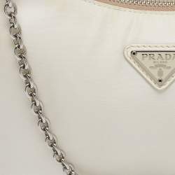 Prada White Nylon and Leather Re-Edition 2005 Shoulder Bag