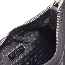 Prada Black Nylon and Saffiano Leather Re-Edition 2005 Baguette Bag