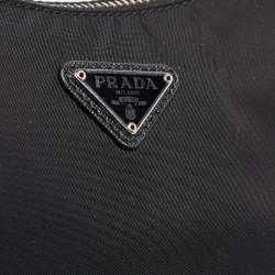 Prada Black Nylon and Saffiano Leather Re-Edition 2005 Baguette Bag