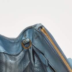 Pre Owned Prada Light Blue Saffiano Lux Leather Large Double Zip Tote