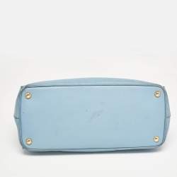 Pre Owned Prada Light Blue Saffiano Lux Leather Large Double Zip Tote