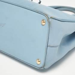 Pre Owned Prada Light Blue Saffiano Lux Leather Large Double Zip Tote