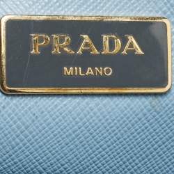 Pre Owned Prada Light Blue Saffiano Lux Leather Large Double Zip Tote