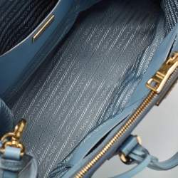 Pre Owned Prada Light Blue Saffiano Lux Leather Large Double Zip Tote