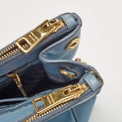 Pre Owned Prada Light Blue Saffiano Lux Leather Large Double Zip Tote