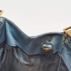 Pre Owned Prada Light Blue Saffiano Lux Leather Large Double Zip Tote