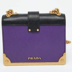 Pre Owned Prada Purple/Black Saffiano Leather Micro Astrology Celestial Cahier Crossbody Bag