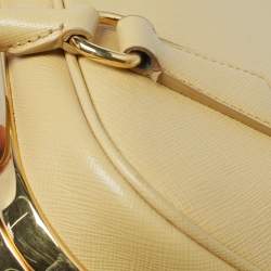 Prada Yellow Saffiano Lux Leather Pyramid Frame Satchel