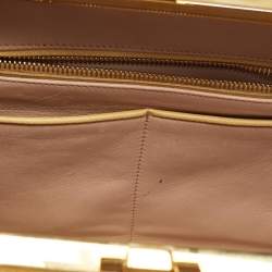 Prada Yellow Saffiano Lux Leather Pyramid Frame Satchel