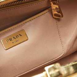 Prada Yellow Saffiano Lux Leather Pyramid Frame Satchel