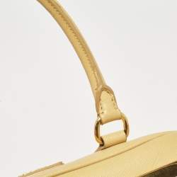Prada Yellow Saffiano Lux Leather Pyramid Frame Satchel