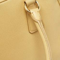 Prada Yellow Saffiano Lux Leather Pyramid Frame Satchel