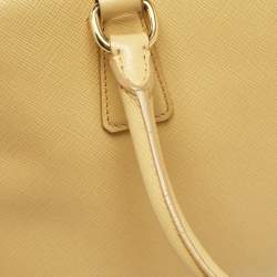 Prada Yellow Saffiano Lux Leather Pyramid Frame Satchel