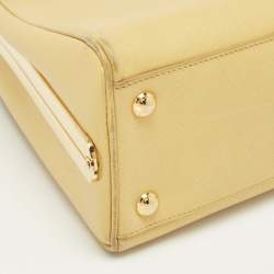 Prada Yellow Saffiano Lux Leather Pyramid Frame Satchel