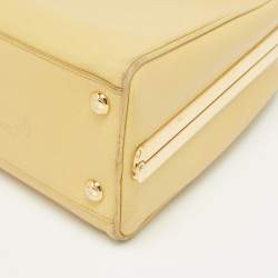 Prada Yellow Saffiano Lux Leather Pyramid Frame Satchel