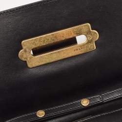 Prada Black Leather Cahier Chain Clutch