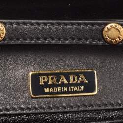 Prada Black Leather Cahier Chain Clutch