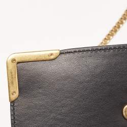 Prada Black Leather Cahier Chain Clutch