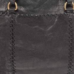 Pre Owned Prada Black Leather Antic Strings Tote