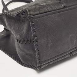 Pre Owned Prada Black Leather Antic Strings Tote