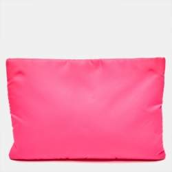 مملوكة مسبقًا Prada Neon Pink Nylon Zip Pouch