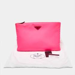 مملوكة مسبقًا Prada Neon Pink Nylon Zip Pouch