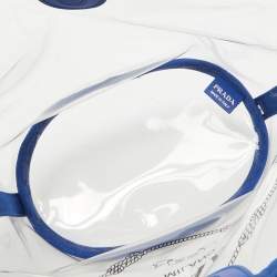 Pre Owned Prada Blue/Transparent PVC and Canvas Logo Tote