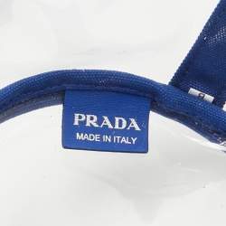 Pre Owned Prada Blue/Transparent PVC and Canvas Logo Tote