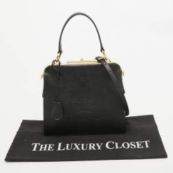 Prada Black Logo Print Saffiano Leather Frame Top Handle Bag