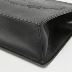 Prada Black Logo Print Saffiano Leather Frame Top Handle Bag
