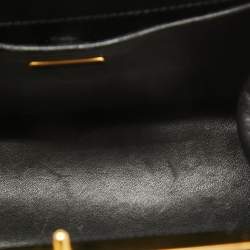 Prada Black Logo Print Saffiano Leather Frame Top Handle Bag