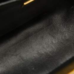 Prada Black Logo Print Saffiano Leather Frame Top Handle Bag