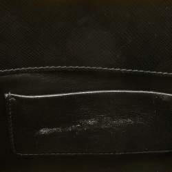 Prada Black Logo Print Saffiano Leather Frame Top Handle Bag