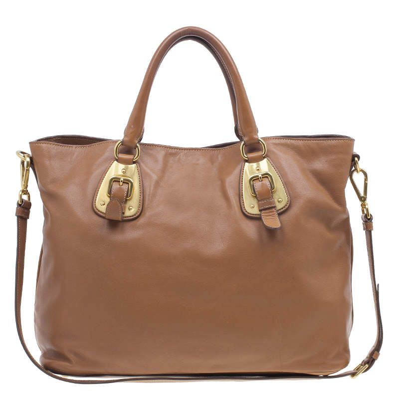 Prada Tan Soft Calf Leather Tote