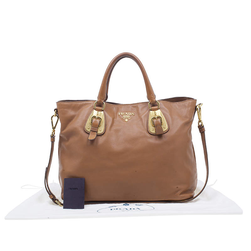 Prada Tan Soft Calf Leather Tote