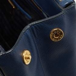 Prada Navy Blue Saffiano Lux Leather Large Double Zip Tote