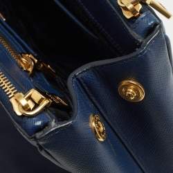 Prada Navy Blue Saffiano Lux Leather Large Double Zip Tote