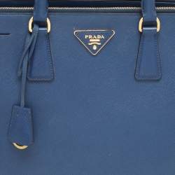 Prada Navy Blue Saffiano Lux Leather Large Double Zip Tote