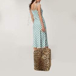Prada Beige/Brown Calf Hair Rolling Trolley Luggage