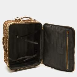 Prada Beige/Brown Calf Hair Rolling Trolley Luggage