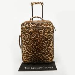 Prada Beige/Brown Calf Hair Rolling Trolley Luggage