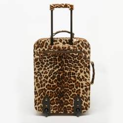 Prada Beige/Brown Calf Hair Rolling Trolley Luggage