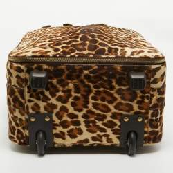 Prada Beige/Brown Calf Hair Rolling Trolley Luggage