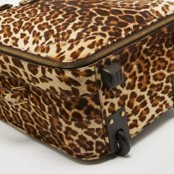 Prada Beige/Brown Calf Hair Rolling Trolley Luggage